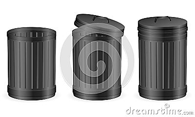 Black trash can Vector Illustration