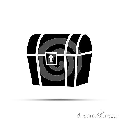 Black treasure chest icon isolated on white background. Vector element. Vector Illustration