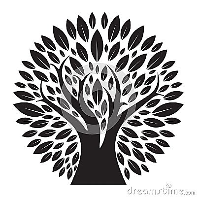 Black Tree Logo silhouette Vector Illustration