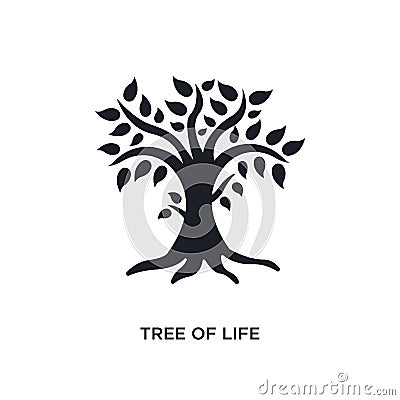 black tree of life isolated vector icon. simple element illustration from religion concept vector icons. tree of life editable Vector Illustration