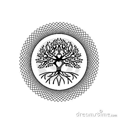 Black Tree of life and Love Vector Illustration