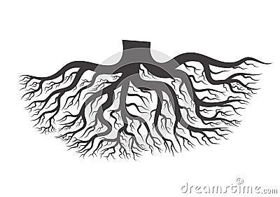 Black tree root. Vector Illustration