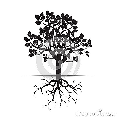 Black Tree and Roots. Stock Photo