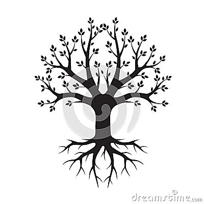 Black Tree and Roots. Vector Illustration Vector Illustration