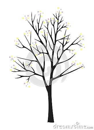 Black tree silhouette on white background Stock Photo