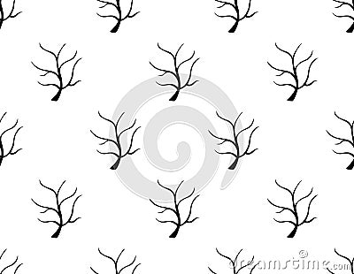 Black Tree Stripped Bare on White Background. Vector Illustration. Vector Illustration