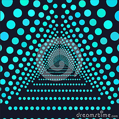 Black triangular tunnel extending deep into the picture. Vector Illustration