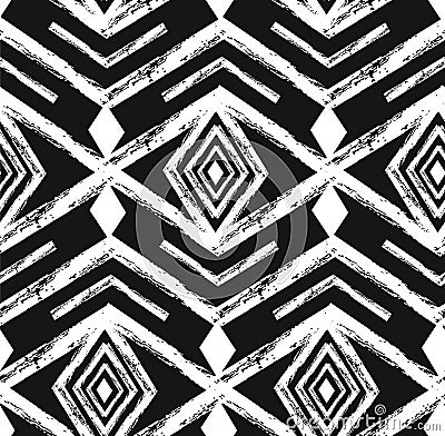 Black tribal Navajo vector seamless pattern with doodle elements. aztec abstract geometric art print. ethnic hipster Vector Illustration