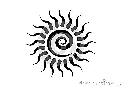 Black Tribal Sun Tattoo Sonnenrad Symbol, sun wheel sign. The ancient European esoteric element. Logo Graphic element spiral shape Vector Illustration