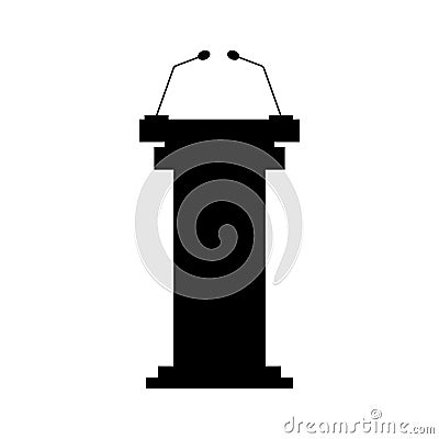 Black tribune icon with microphones Vector Illustration