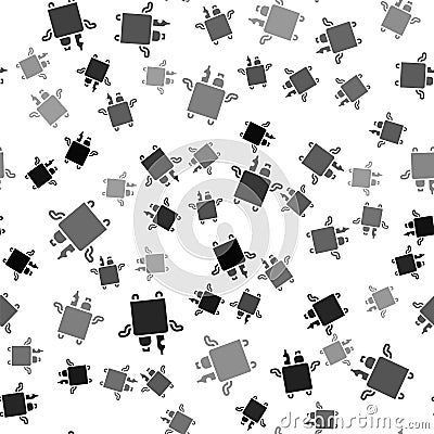 Black Trolley for food and beverages icon isolated seamless pattern on white background. Vector Stock Photo