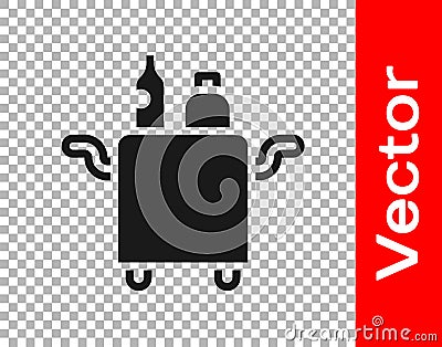 Black Trolley for food and beverages icon isolated on transparent background. Vector Stock Photo