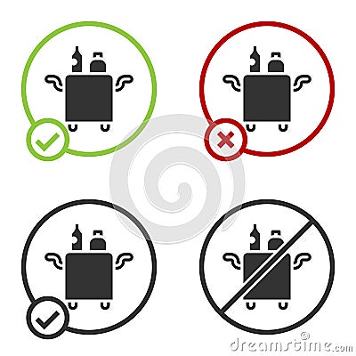 Black Trolley for food and beverages icon isolated on white background. Circle button. Vector Vector Illustration