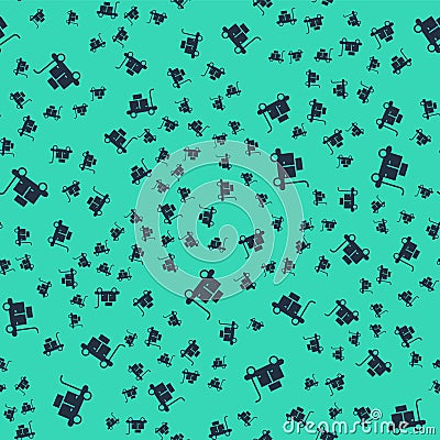 Black Trolley suitcase icon isolated seamless pattern on green background. Traveling baggage sign. Travel luggage icon Vector Illustration