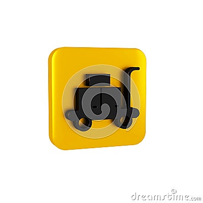 Black Trolley suitcase icon isolated on transparent background. Traveling baggage sign. Travel luggage icon. Yellow Stock Photo