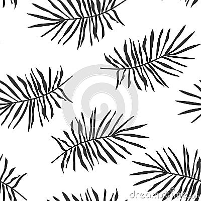 Black tropical palm leaves seamless pattern vector Vector Illustration