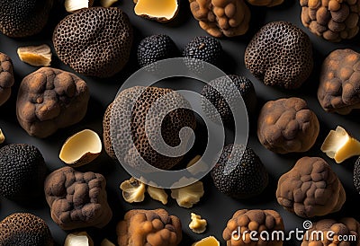 Black truffles isolated on a white background Stock Photo