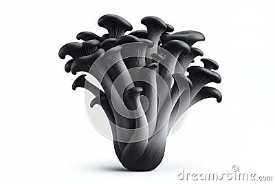 Black Trumpet (Craterellus cornucopioides) Mushroom isolated on solid white background. ai generative Stock Photo