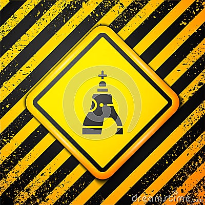 Black The Tsar bell in Moscow monument icon isolated on yellow background. Warning sign. Vector Stock Photo
