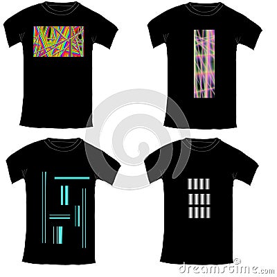 Black Tshirt collection with abstract illustration on white Cartoon Illustration