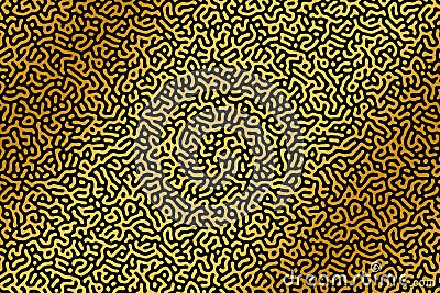 Black turing pattern against gold shiny background Cartoon Illustration