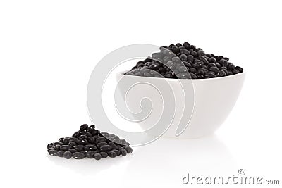 Black turtle beans in a bowl isolated Stock Photo