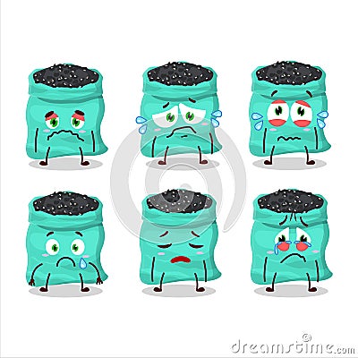 Black turtle beans cartoon character with sad expression Vector Illustration