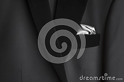 Black tuxedo with handkerchief Stock Photo