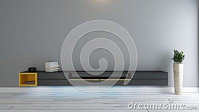 Black tv stand with plant Stock Photo