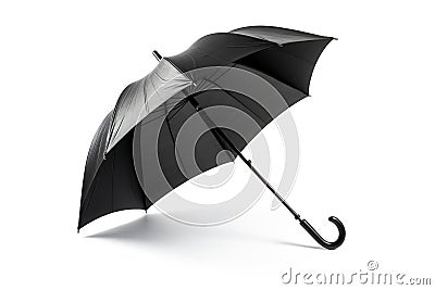Black Umbrella Transparent Isolated Rain Protection, AI Stock Photo