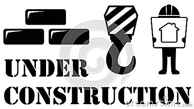 Black under construction symbol Stock Photo