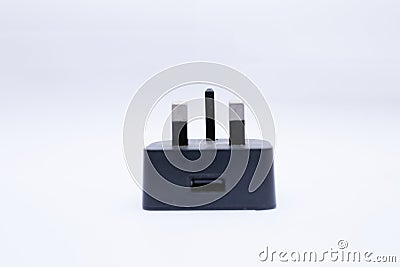 Black USB charger head / adapter on a white background Stock Photo