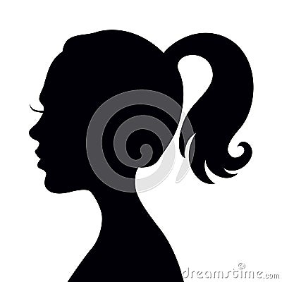 Black vector beautiful woman profile silhouette - fashion or beauty illustration Vector Illustration