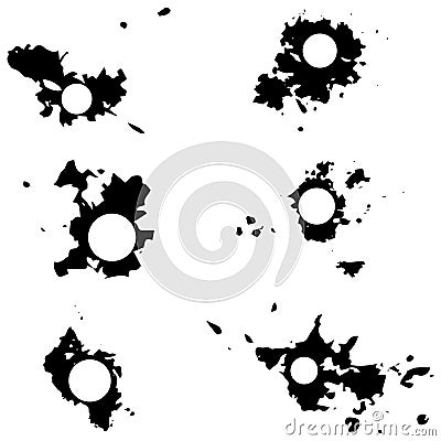 Black vector blots with space for inscriptions. Seth blots on a white background. Design element Vector Illustration