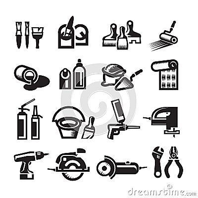 Black vector construction icon set Vector Illustration