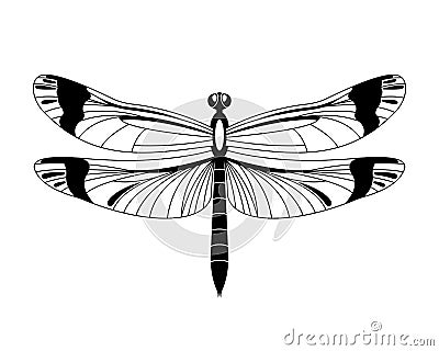 Black vector dragonfly icon isolated on white background Vector Illustration