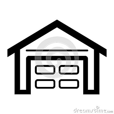 black vector garage icon on white background Vector Illustration