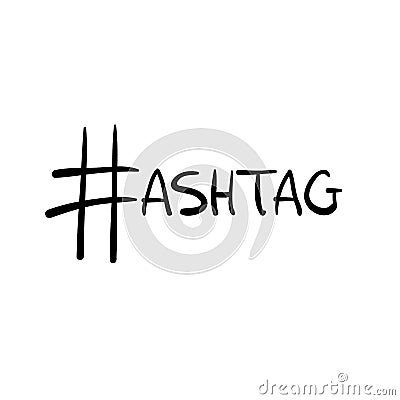 Black vector hashtag sign as letter h in word Vector Illustration