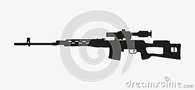 A black vector icon of SVD Dragunov sniper rifle Vector Illustration