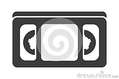 Black vector icon of VHS video cassette tape Vector Illustration