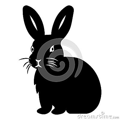 black vector rabbit icon on white background Vector Illustration