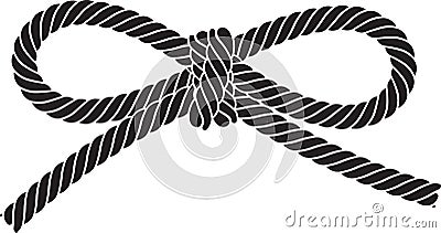 Black vector rope bow isolated on a white background. Vector Illustration