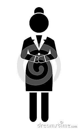 Black vector silhouette of businesswoman crossed hand. Business Infographic. Female figure shape Vector Illustration