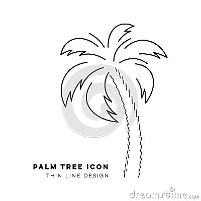 Black vector palm tree thin line icon Vector Illustration