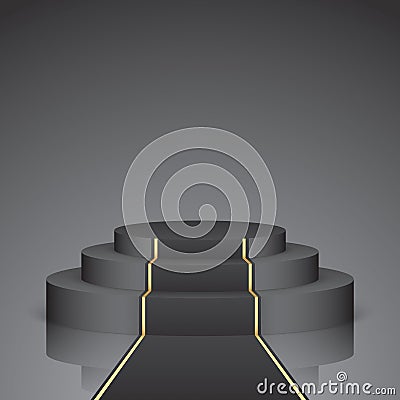 Black vector stage with carpet. Vector Illustration