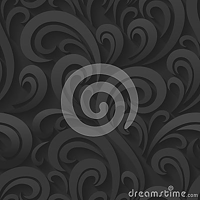 Black Vector Swirl Seamless Background Vector Illustration