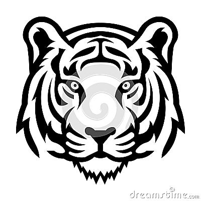 black vector tiger icon on white background Vector Illustration