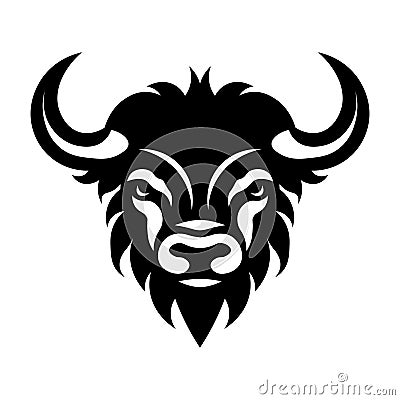 black vector yak head icon on white background Vector Illustration