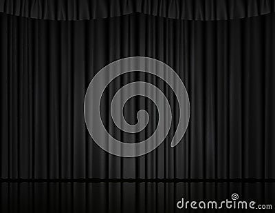 Black velvet curtain in theater or cinema Vector Illustration