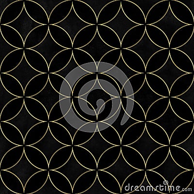 Black velvet luxury overlapping circles seamless pattern Stock Photo